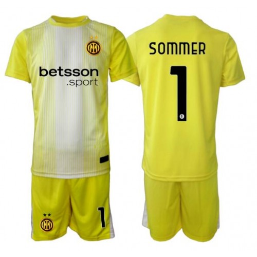 Otroški Nogometni dresi Inter Milan Yann Sommer #1 Vratar Gostujoči 2025-26 Kratek Rokav (+ Kratke hlače)